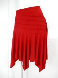 【sk887】社交ダンスラテンスカート　裾ギザギザヒップライン紐垂れ飾り　レッド