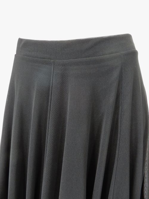 sk859】ミディアムスカート ネット生地裏地付き 裾フリル ブラック 