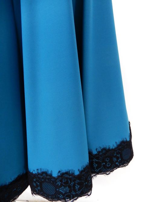 sk864】社交ダンス衣装 ロングスカート 裾レース飾り ブルーグリーン